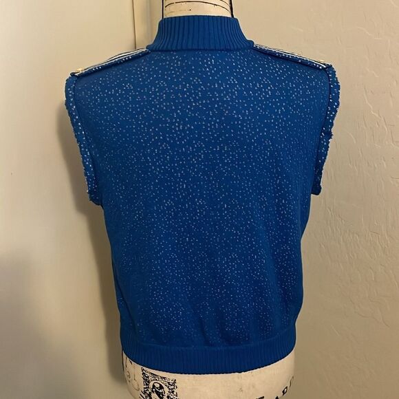 Vintage ST. John Blue Man Made Zipper Closure Vest - Picture 3 of 9